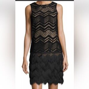 Max Studio Black Flapper Lace Fringe Shift Dress 
Retro 20's Art Deco Gatsby